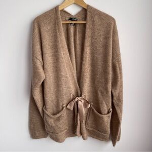 By Malene Birger Mohair Wool Blend Cardigan XL Camel Tie Front EUC